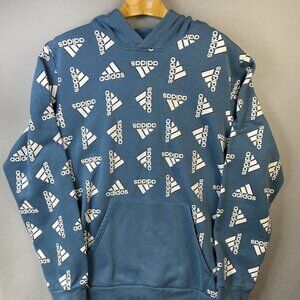 Adidas All Over‎ Print Fleece Hoodie Men XLT Tall Casual H57076 Blue Basketball